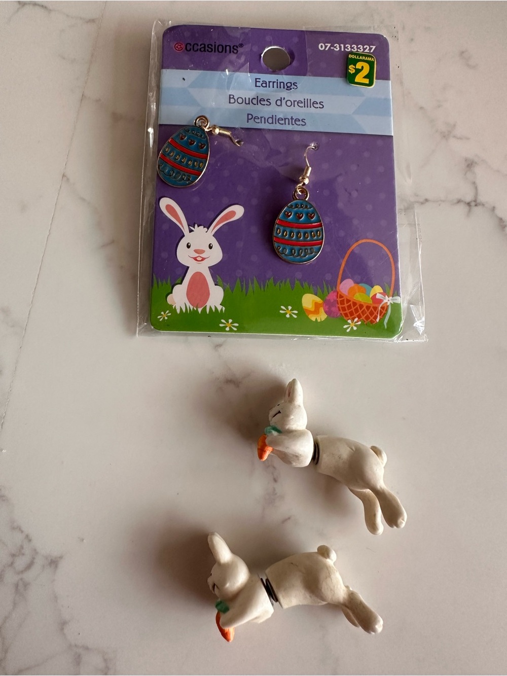 Teal & Red Easter Egg Dangle Earrings and Bunnies for Kids